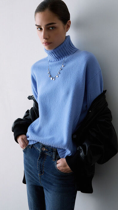 Jersey de cuello cisne básico para mujer marca Liu Jo