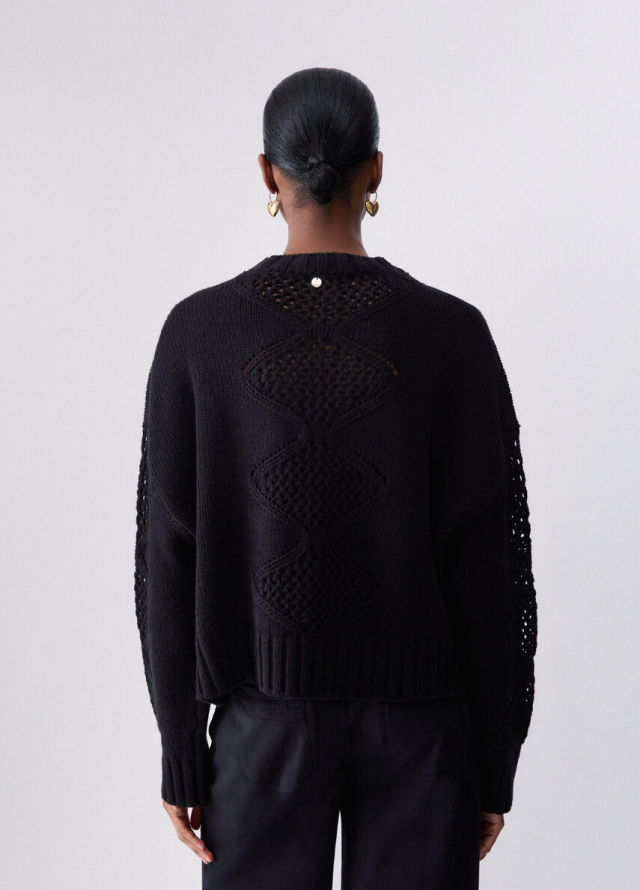 Jersey de punto calado con cuello redondo Liu Jo