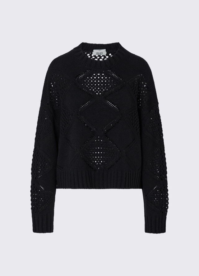 Jersey de punto calado con cuello redondo Liu Jo