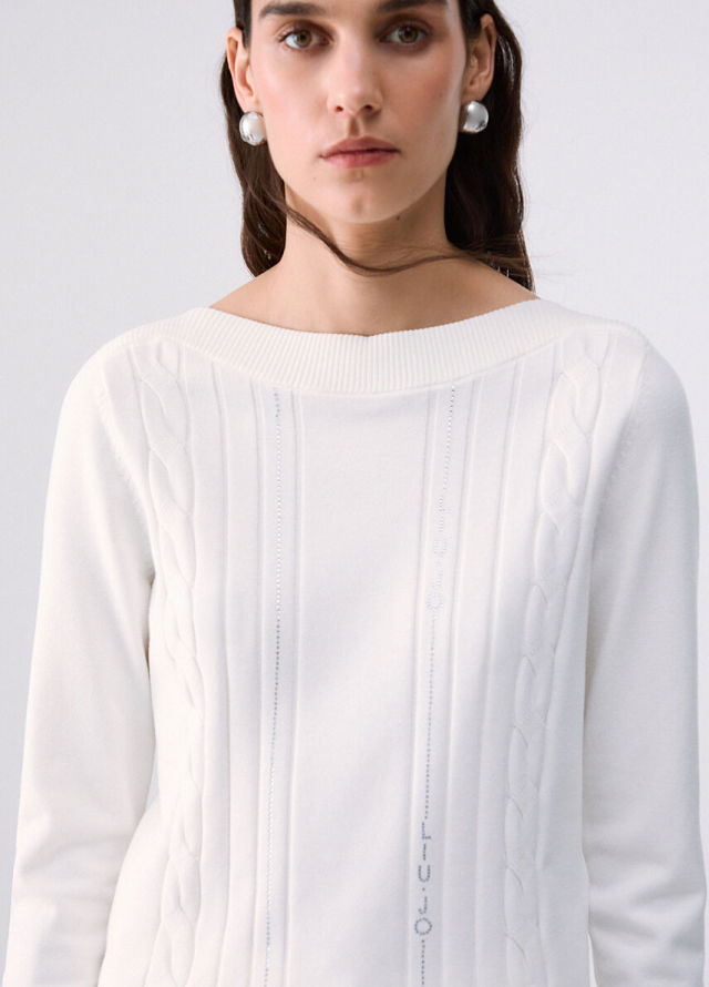 Jersey elegante de punto Liu Jo con cuello barca y strass