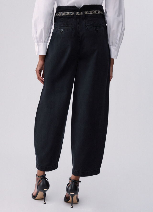 Pantalones globo con cinturón bordado