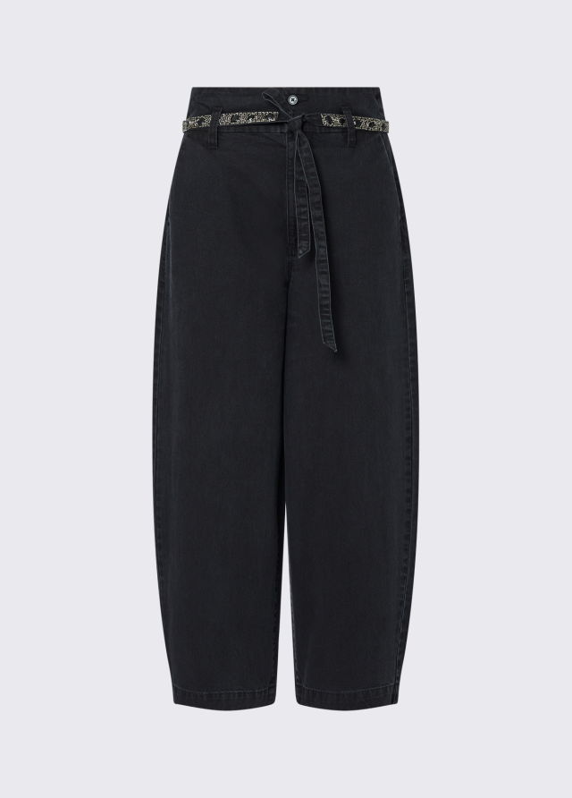 Pantalones globo con cinturón bordado