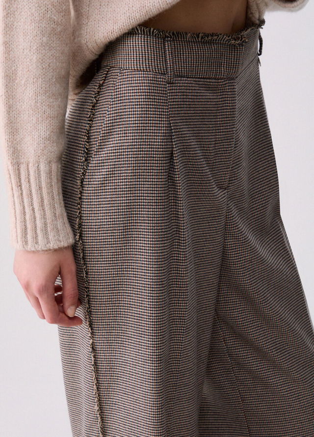 Pantalón de franela con estampado de pata de gallo 