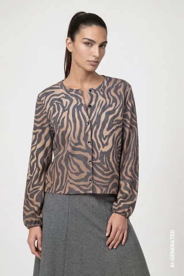 Cardigan de punto con estampado de cebra Monari