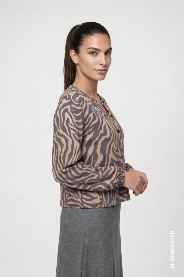 Cardigan de punto con estampado de cebra Monari