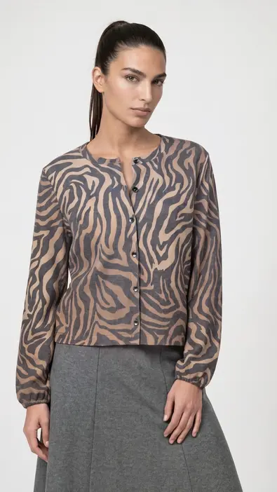 Cardigan de punto con estampado de cebra Monari