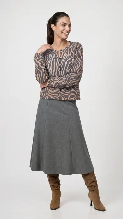 Cardigan de punto con estampado de cebra Monari