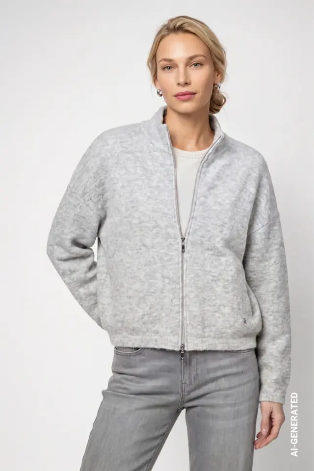 Cárdigan de lana con cremallera para mujer Monari
