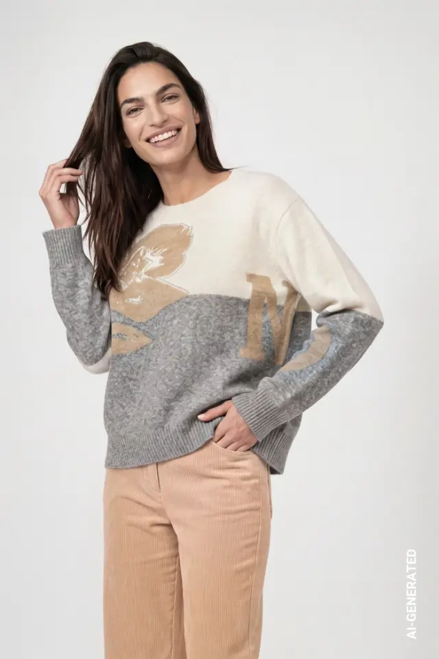 Jersey de cuello redondo con detalle floral Monari