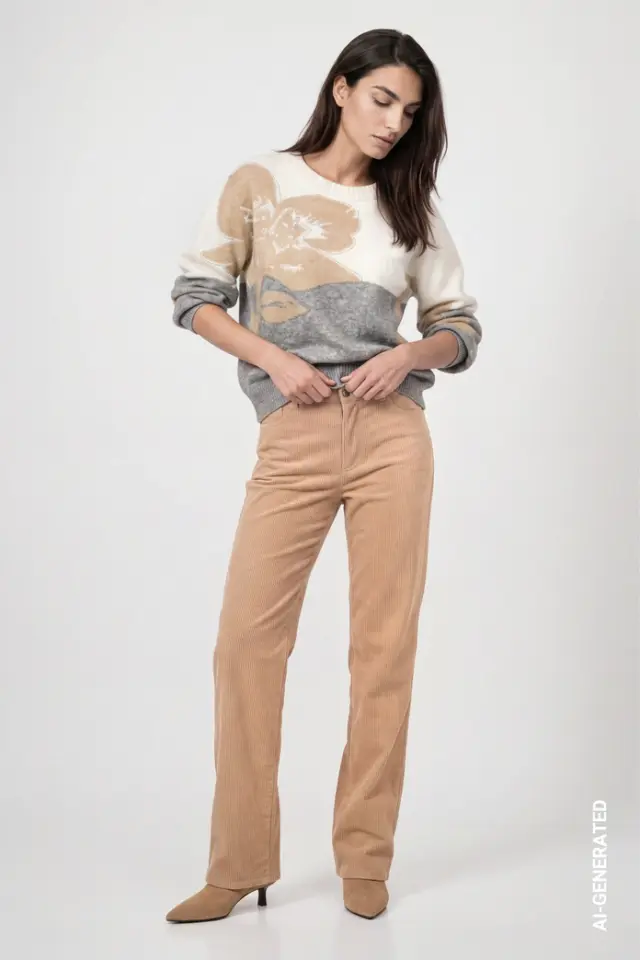 Jersey de cuello redondo con detalle floral Monari