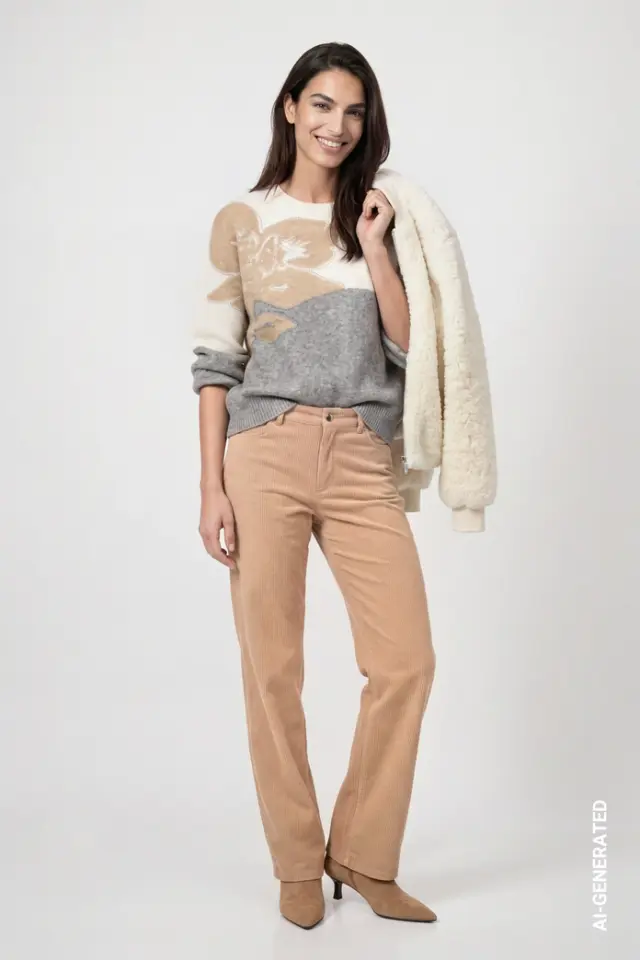 Jersey de cuello redondo con detalle floral Monari
