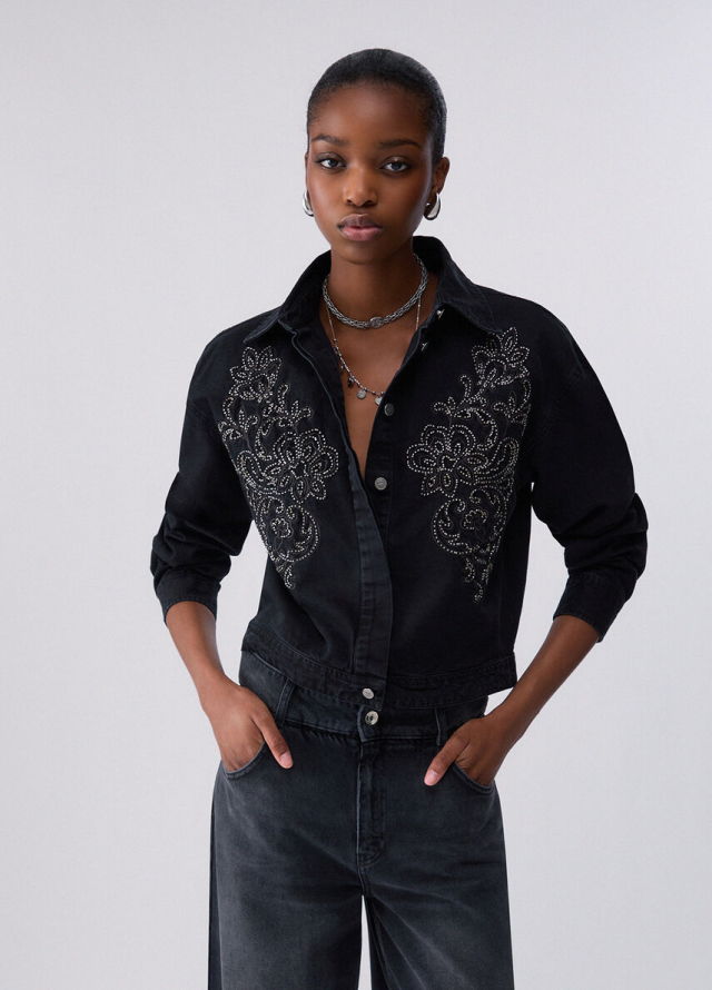 Sobrecamisa tejana con pedrería de mujer Liu Jo