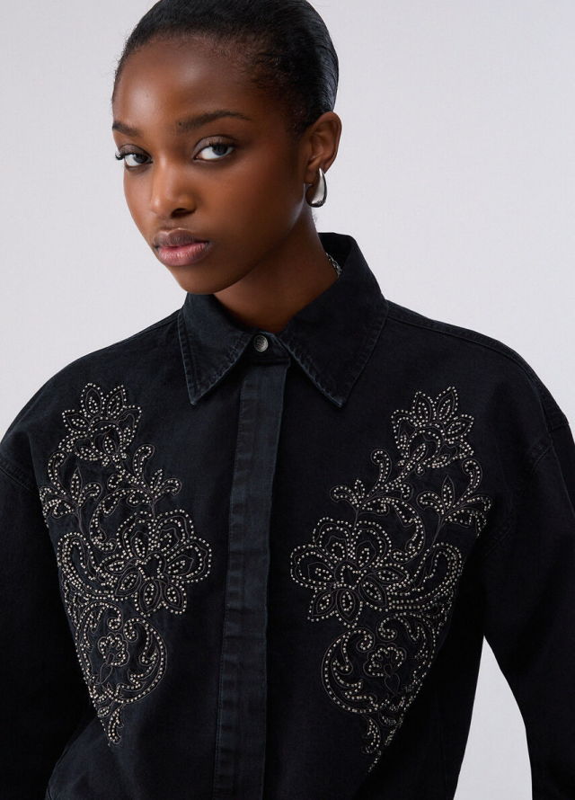 Sobrecamisa tejana con pedrería de mujer Liu Jo