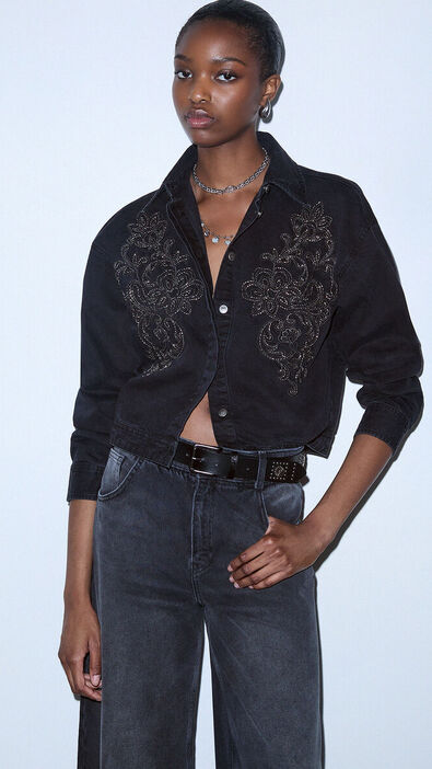 Sobrecamisa tejana con pedrería de mujer Liu Jo