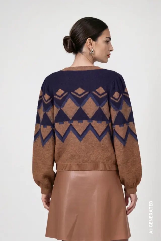 Jersey de punto con cenefa de motivos de esquí marca Monari