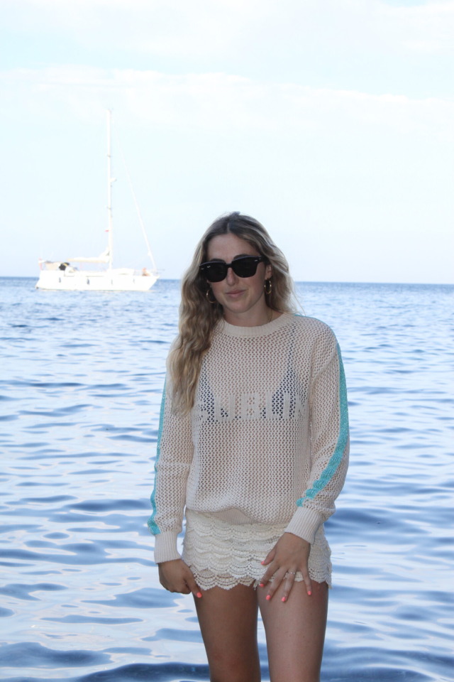 Jersey calado de mujer Sublim con detalle de franja