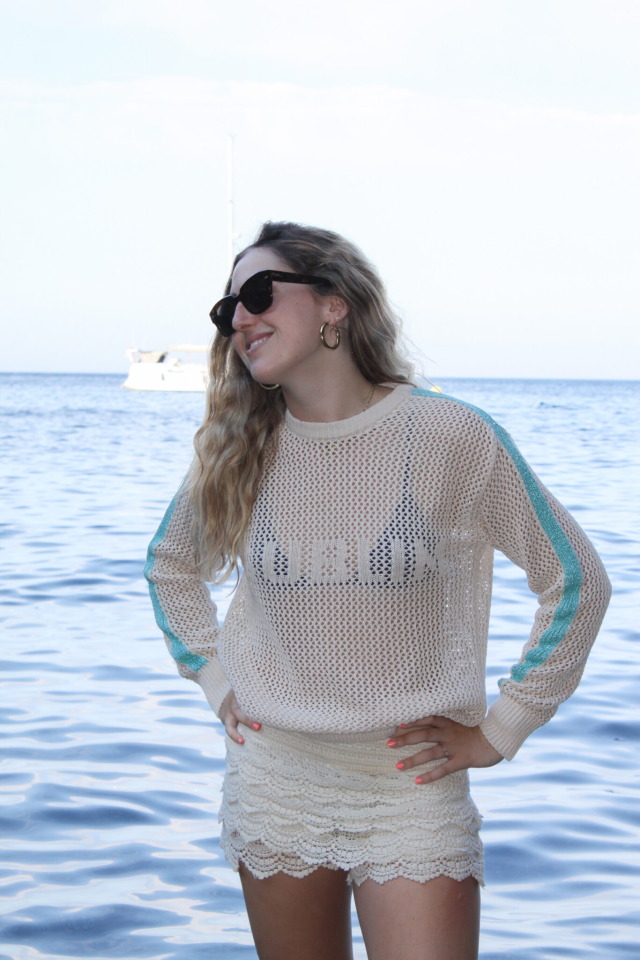 Jersey calado de mujer Sublim con detalle de franja