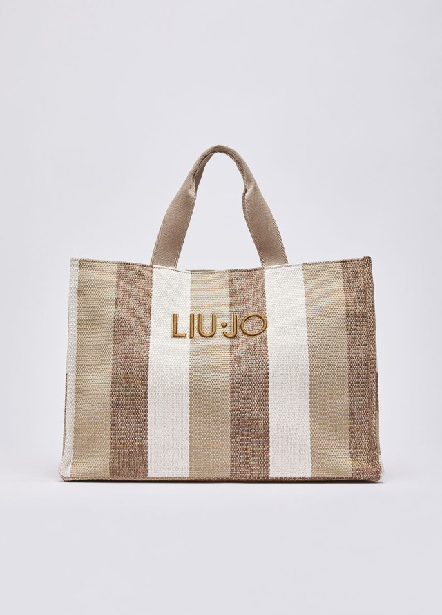 Bolso tote de lona a rayas para mujer Liu Jo