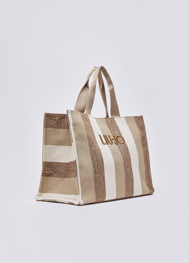 Bolso tote de lona a rayas para mujer Liu Jo