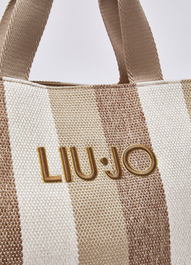 Bolso tote de lona a rayas para mujer Liu Jo