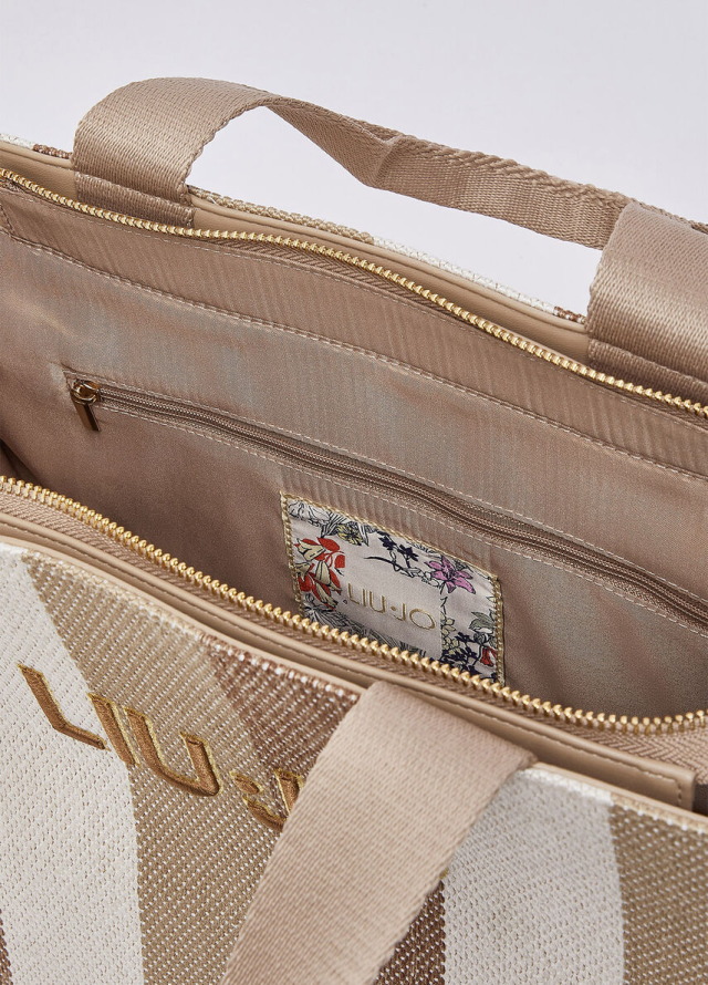 Bolso tote de lona a rayas para mujer Liu Jo