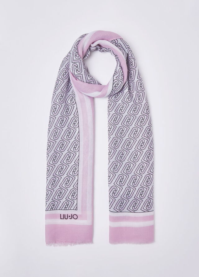 Pañuelo de mujer con estampado de logos y cadenas