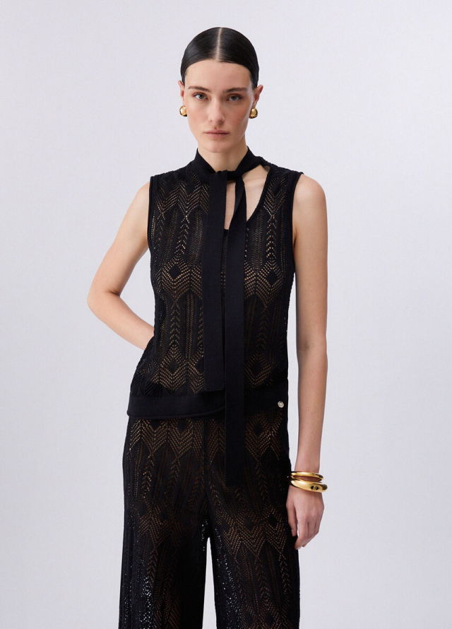 Top de punto calado con detalle de lazo Liu Jo